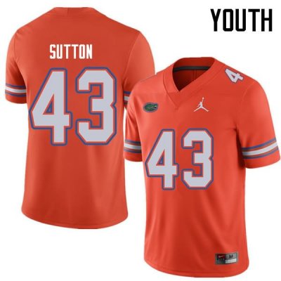 Youth Florida Gators #43 Nicolas Sutton NCAA Jordan Brand Orange Authentic Stitched College Football Jersey XAA3562HV